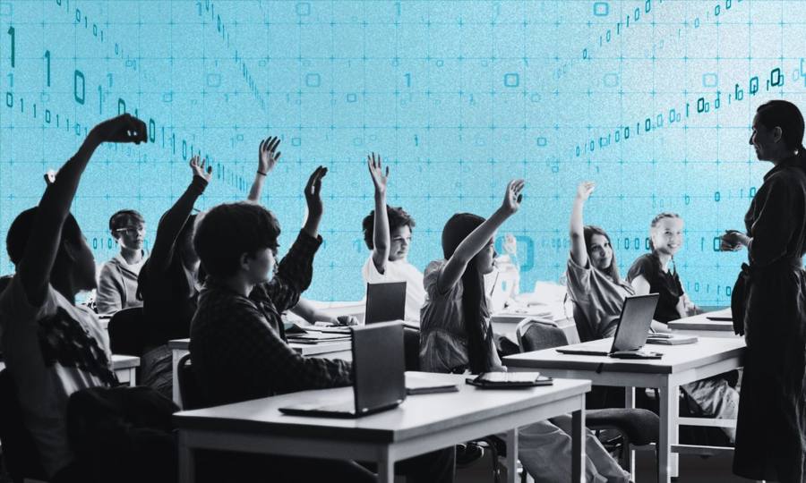 Students learning in a classroom